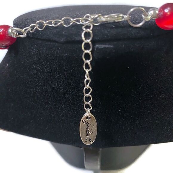 JULES B Silver-Tone Pendant and Red Acrylic Beaded Necklace - Picture 6 of 6
